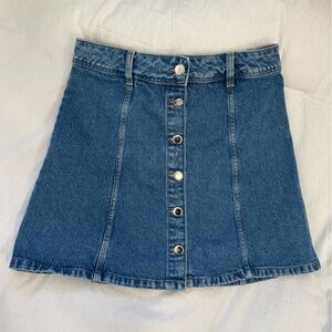 H&M Blue Button-Front Mini Skirt